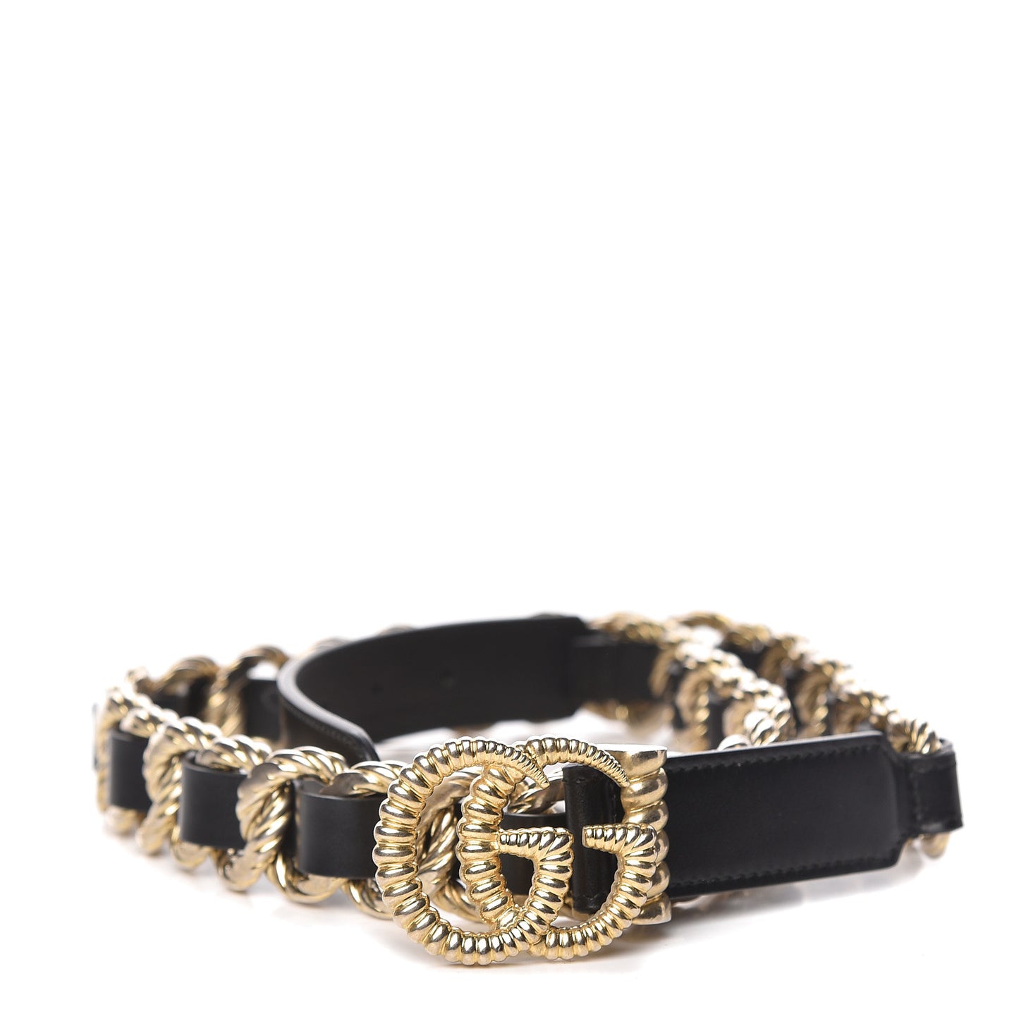 Calfskin Torchon Double G Chain 25mm Belt 85 34 Black