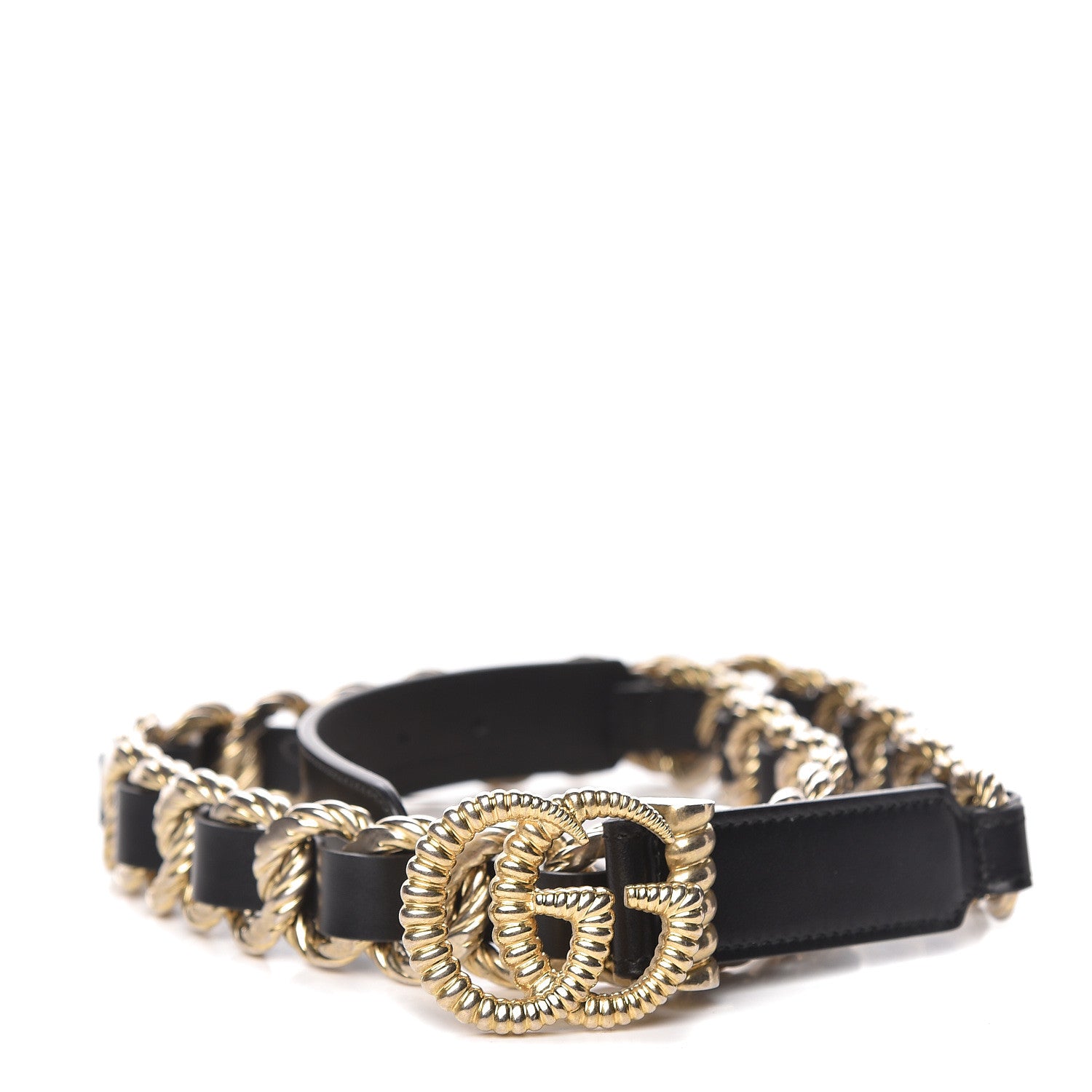 Gucci Calfskin Torchon Double G Chain 25mm Belt 85 34 Black 1 of 5