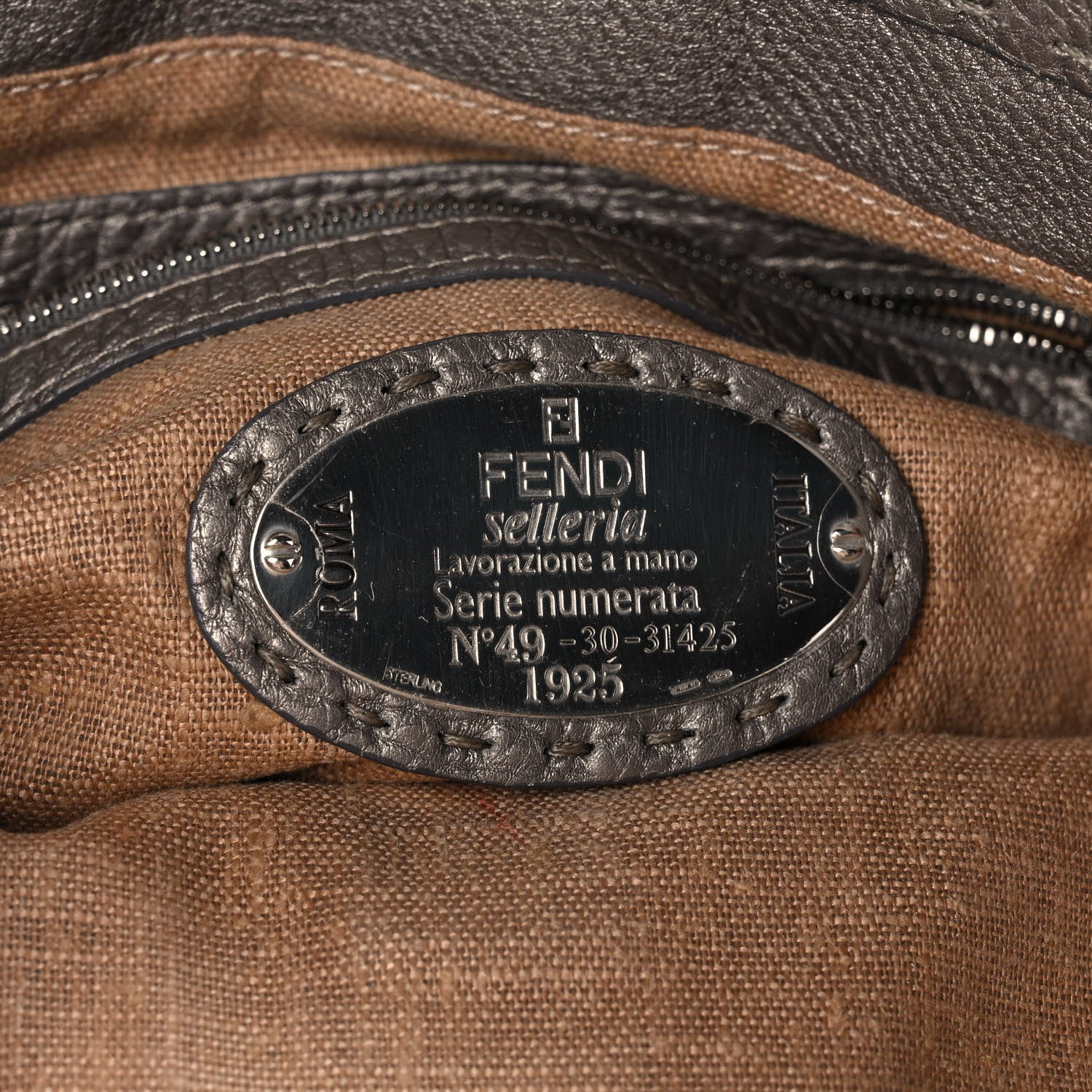Fendi Cuoio Romano Selleria Small Villa Borghese Tote Peltro 6 of 10