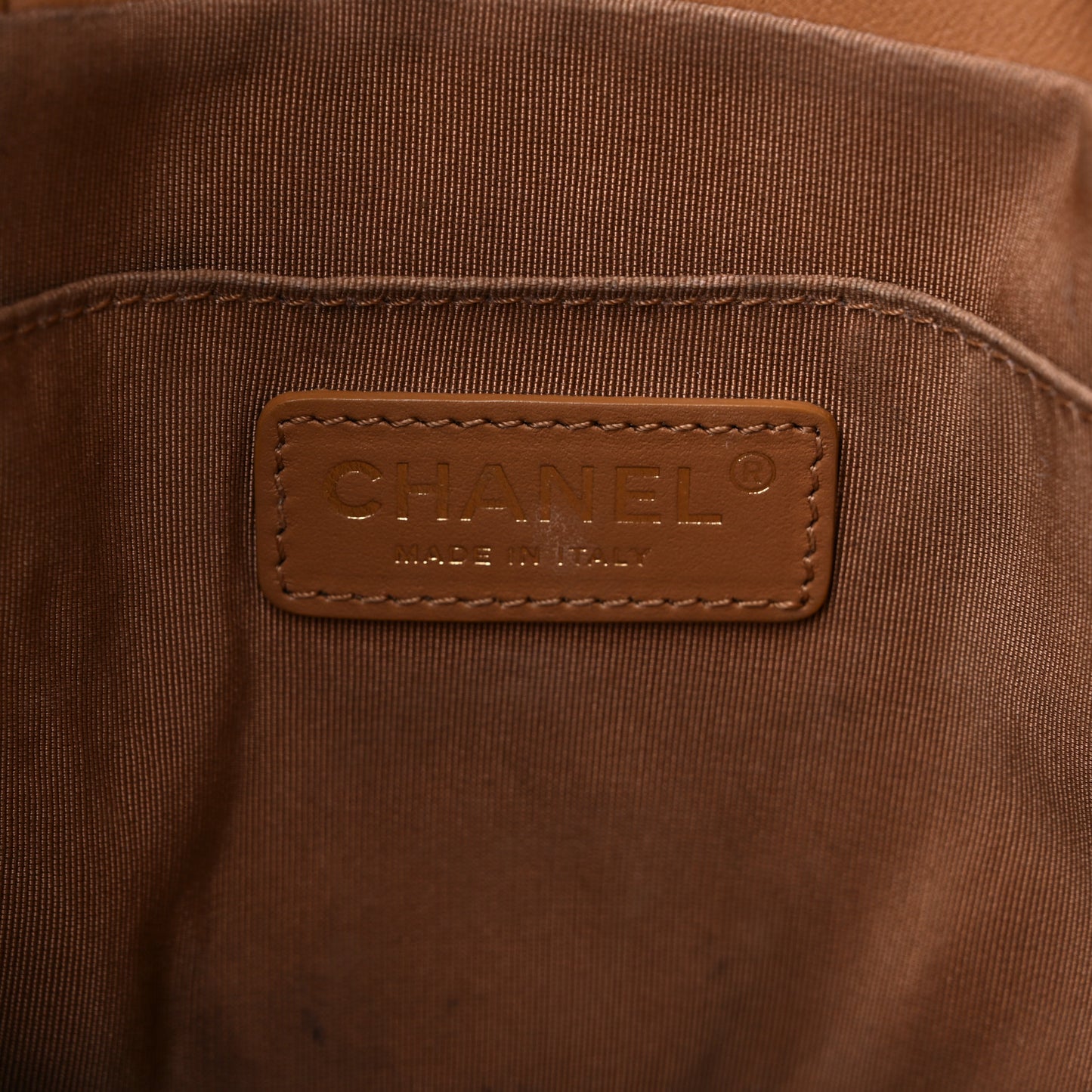 Calfskin Stitched Chain Top Handle Bucket Bag Light Brown