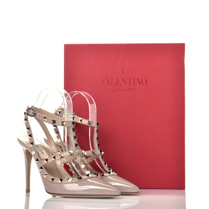 Valentino Garavani Patent Rockstud Ankle Strap Pumps 37.5 Poudre 8 of 8