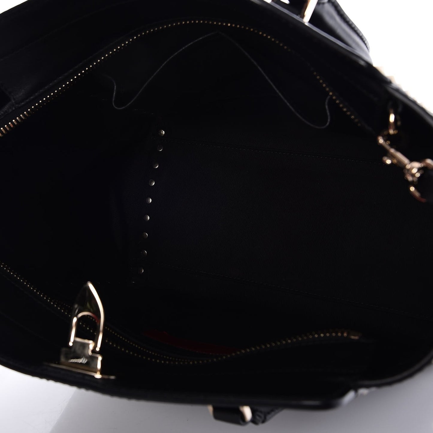 Vitello Rockstud Double Handle Tote Black