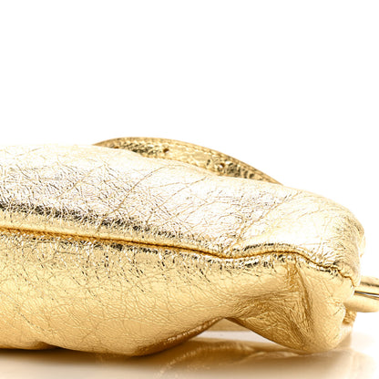 Balenciaga Metallic Textured Calfskin Logo XL Cloud Clutch Gold 10 of 10
