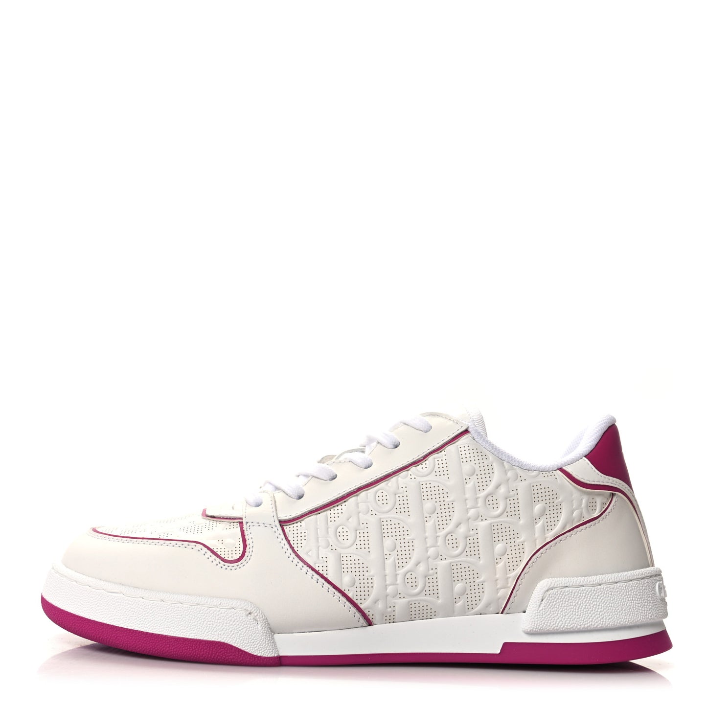 Calfskin Oblique Laser Perforated Dior One Low Sneakers 39 White Fuchsia