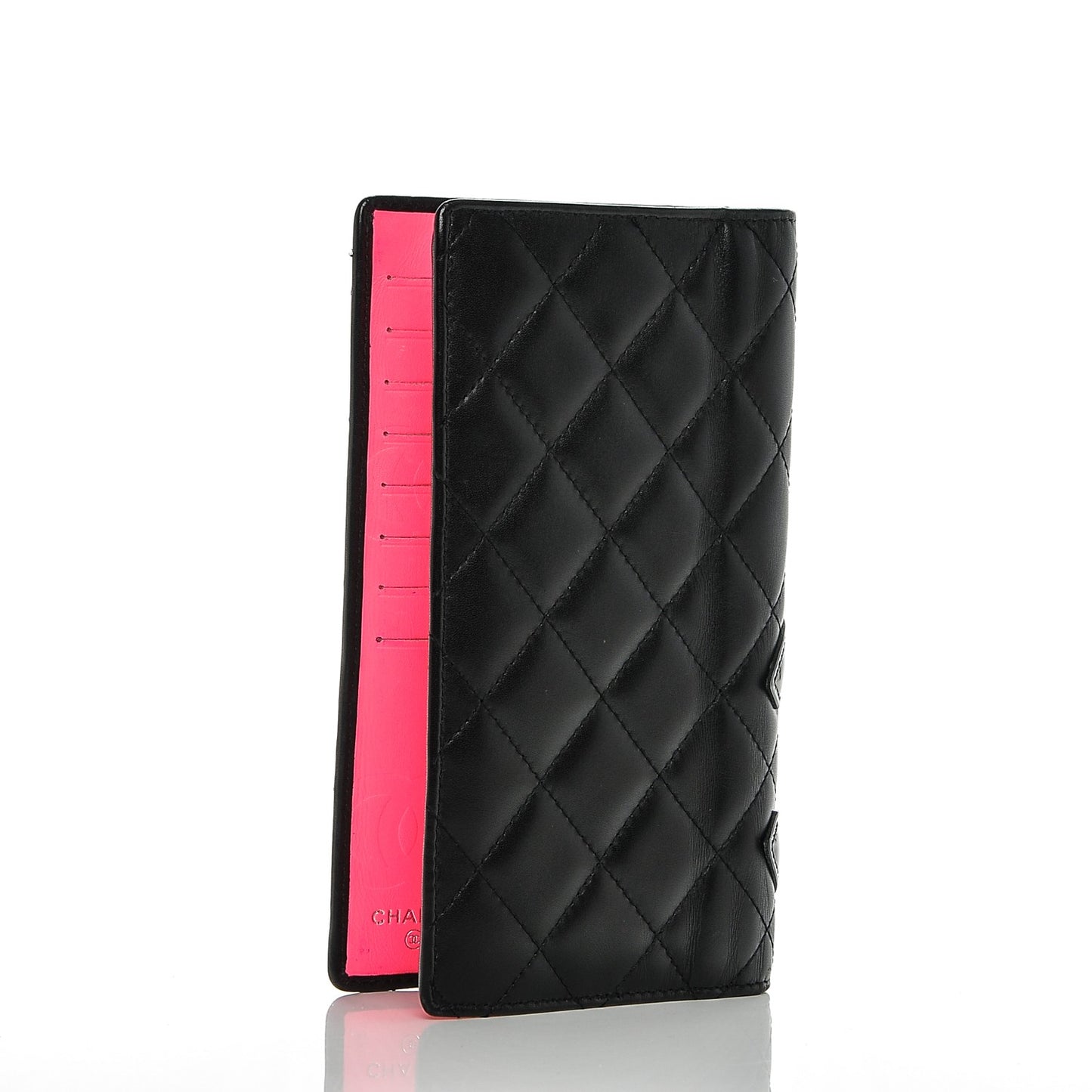 Calfskin Quilted Cambon Yen Wallet Black