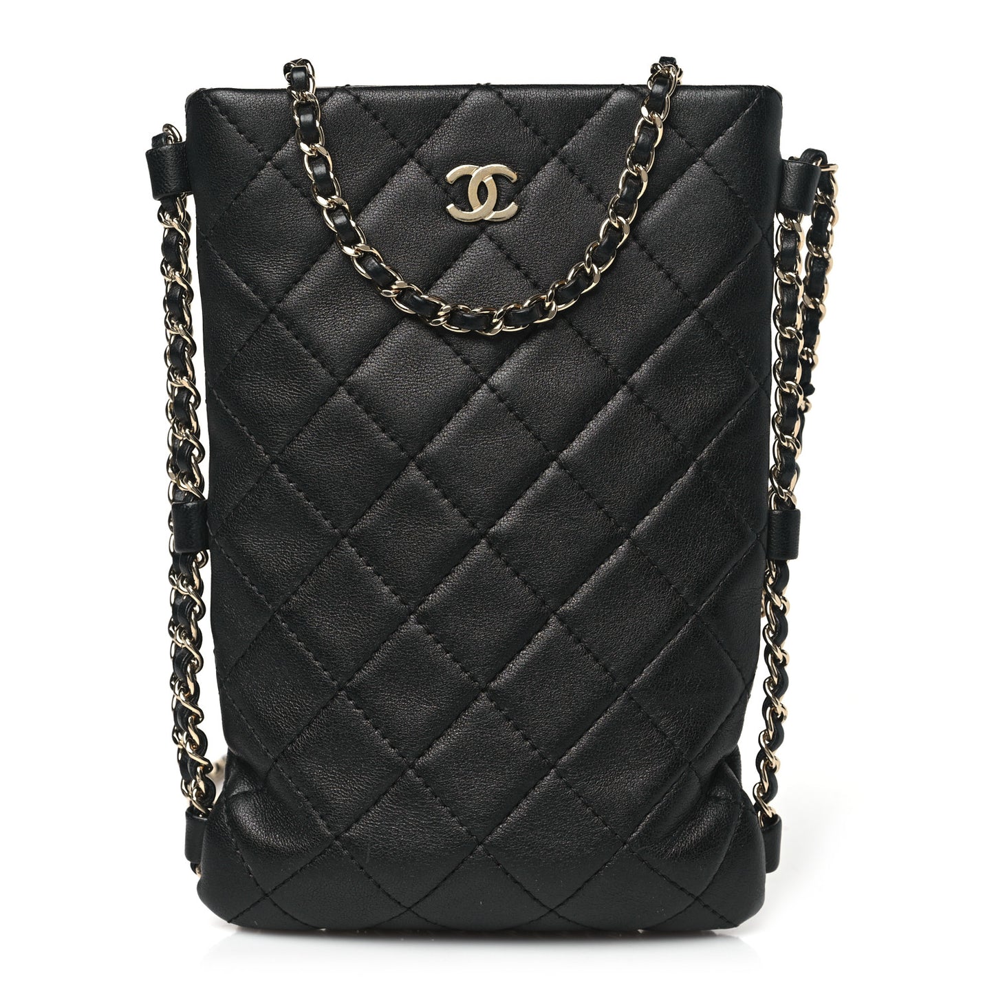 Lambskin Quilted Tech Take Away Clutch Black