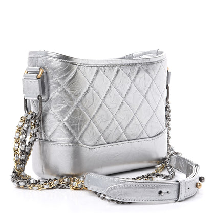 Chanel Metallic Aged Calfskin Quilted Small Gabrielle Hobo Silver 3 of 9