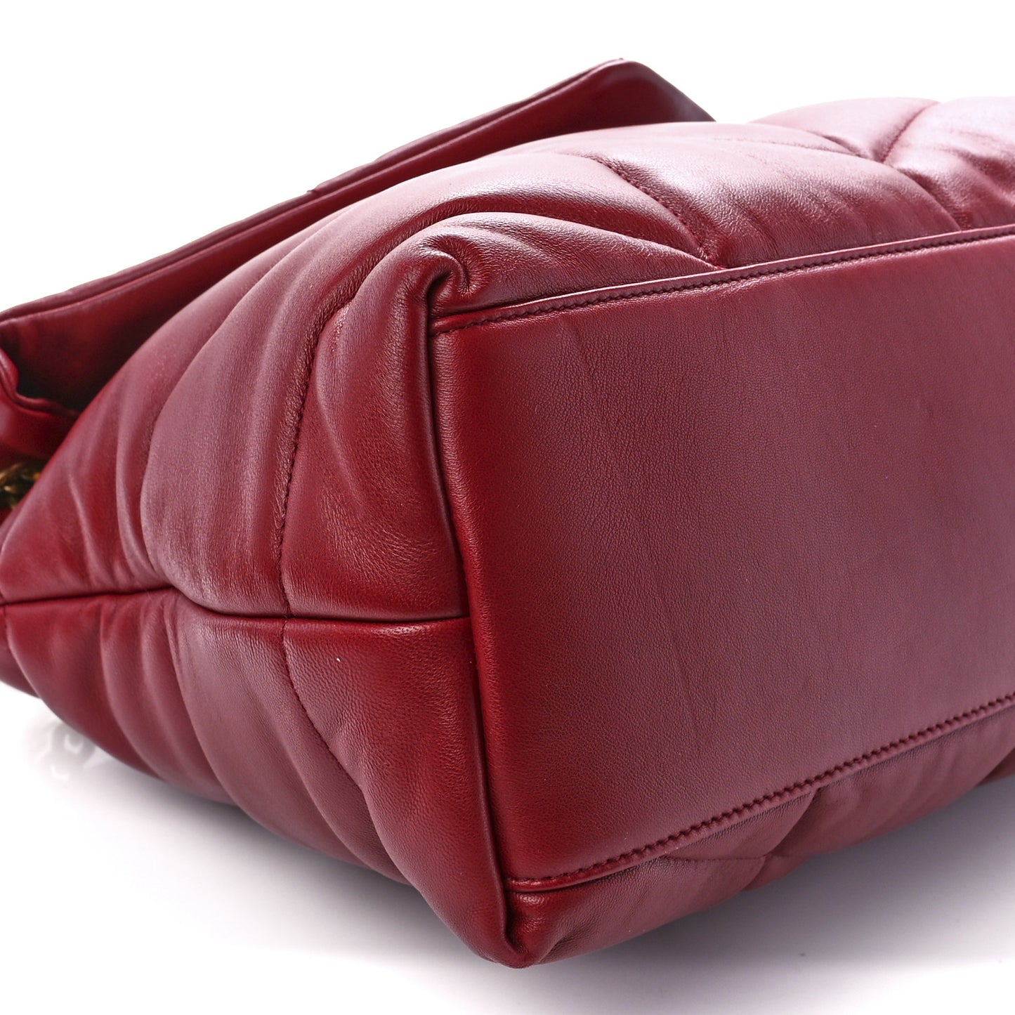 Lambskin Quilted Medium Loulou Puffer Monogram Chain Satchel Opyum Red