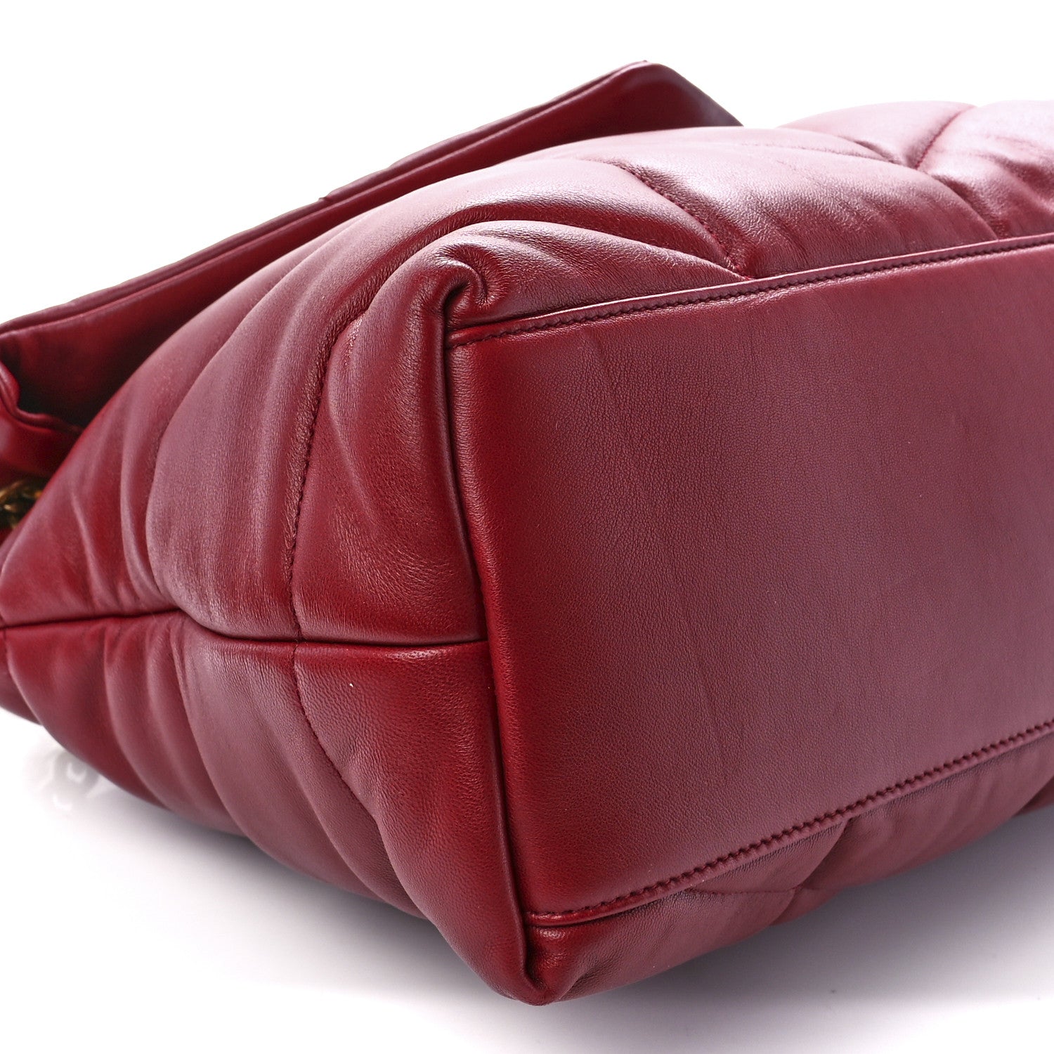 Saint Laurent Lambskin Quilted Medium Loulou Puffer Monogram Chain Satchel Opyum Red 11 of 12