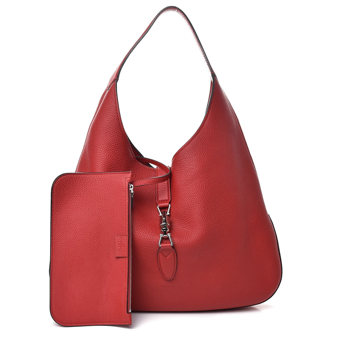 Soft Grained Calfskin Large Jackie Hobo Hibiscus Red