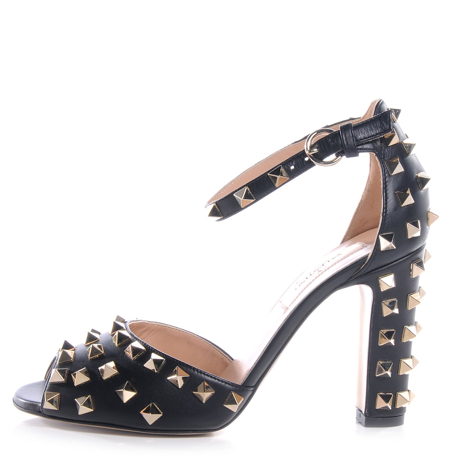 Valentino Garavani Calfskin Rockstud Sandals 36 Black 1 of 8