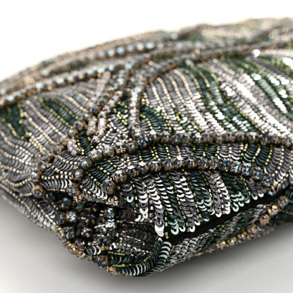 Jimmy Choo Silk Sequin Crystal Tassel Callie Clutch Black Silver Multicolor 9 of 11