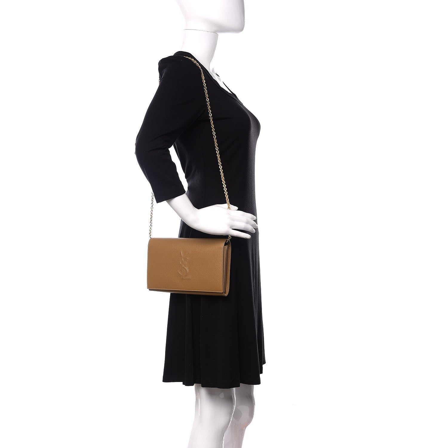 Saint Laurent Calfskin Belle de Jour Chain Clutch Beige 2 of 12