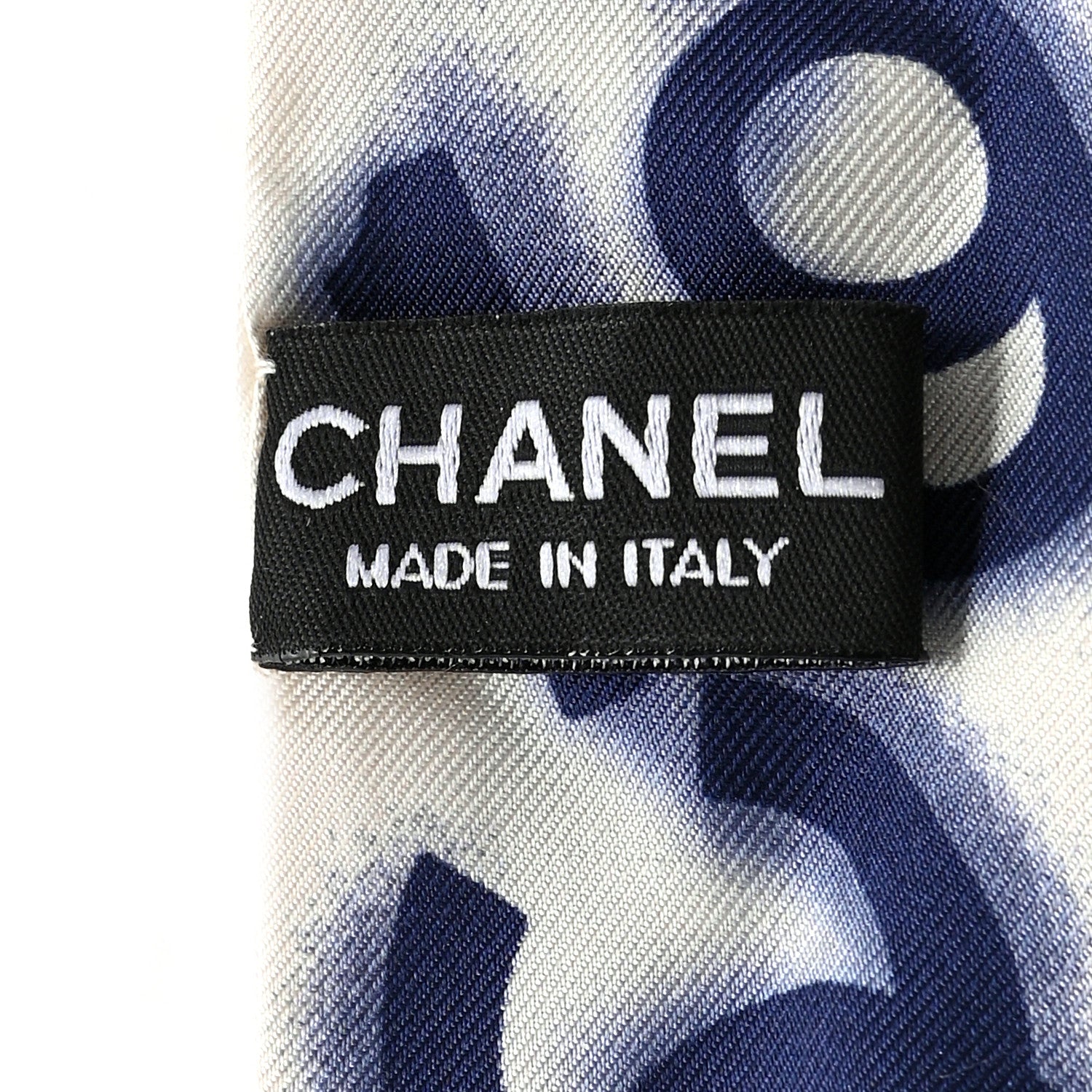 Chanel Silk CC Slim Bandeau Scarf White Blue 2 of 2