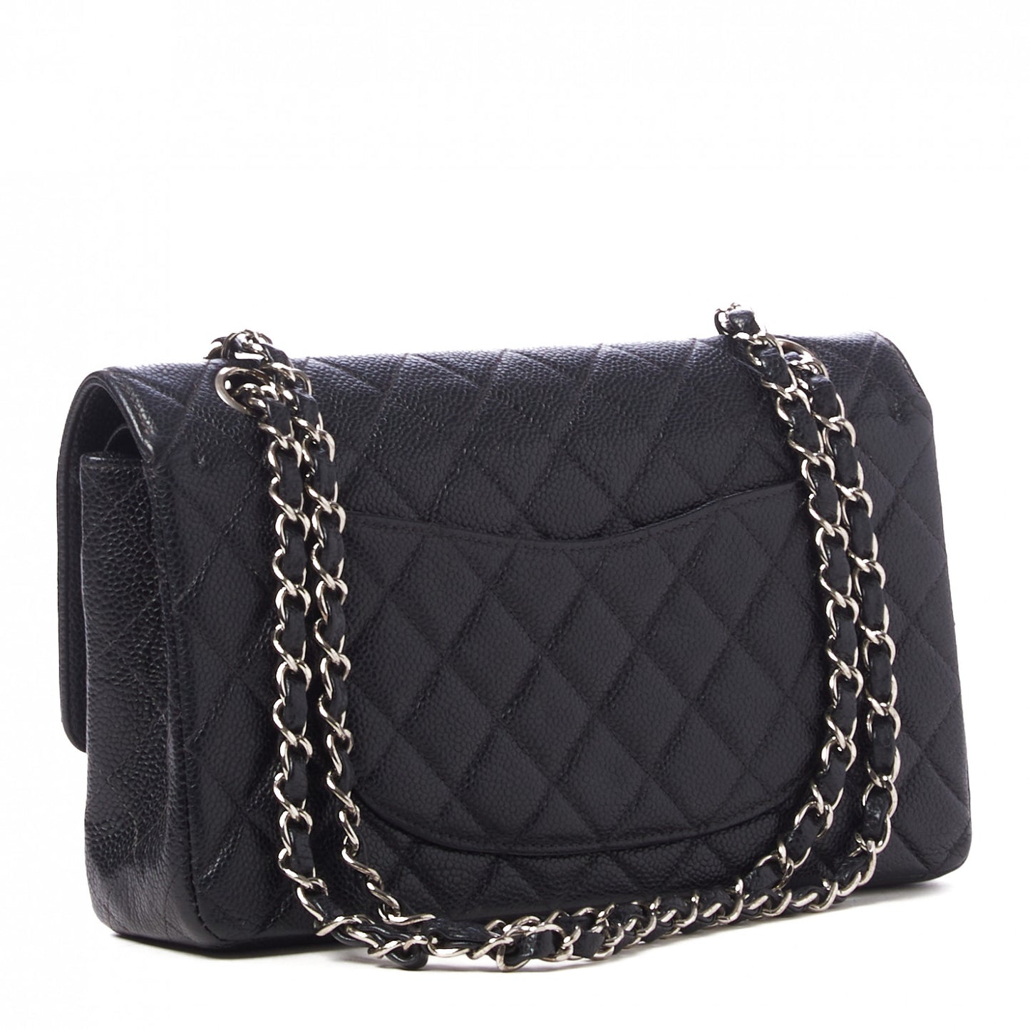 Caviar Quilted Medium Double Flap Black