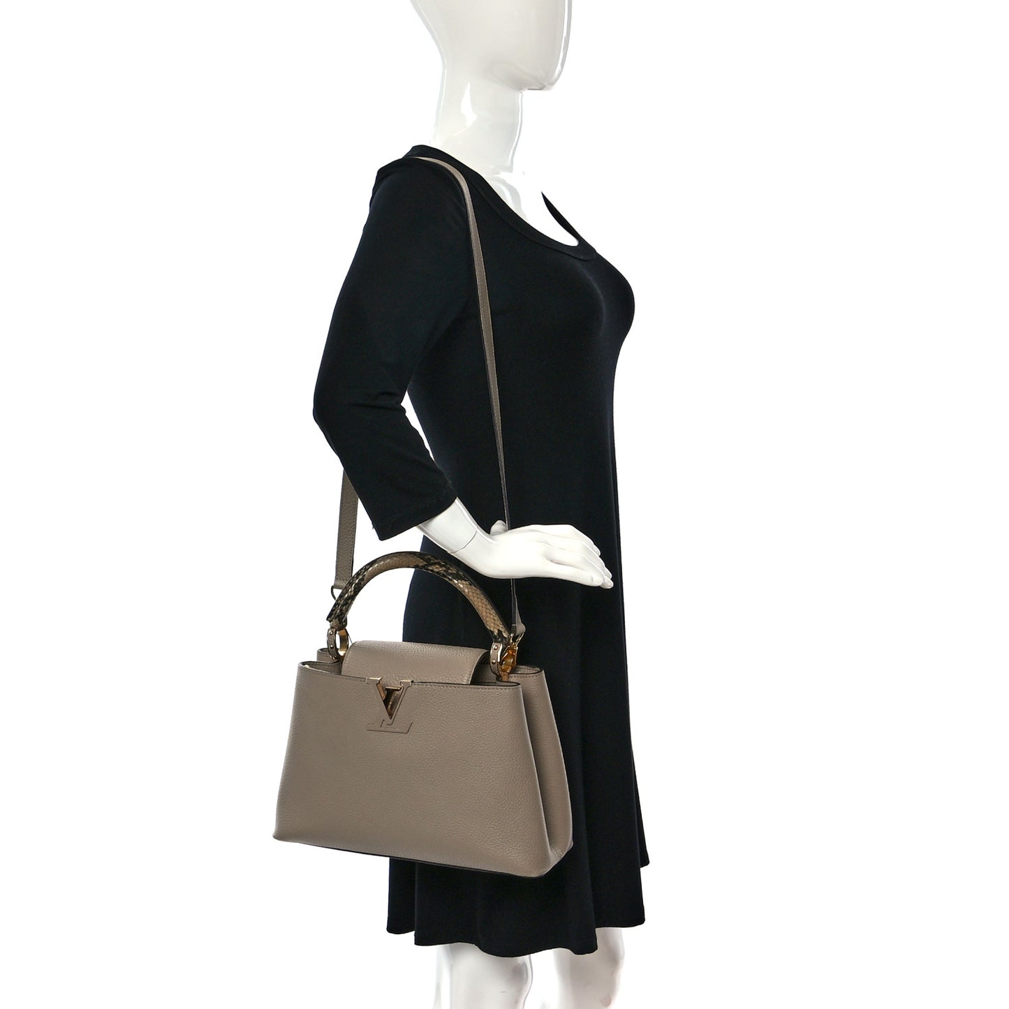 Taurillon Snakeskin Capucines PM Galet