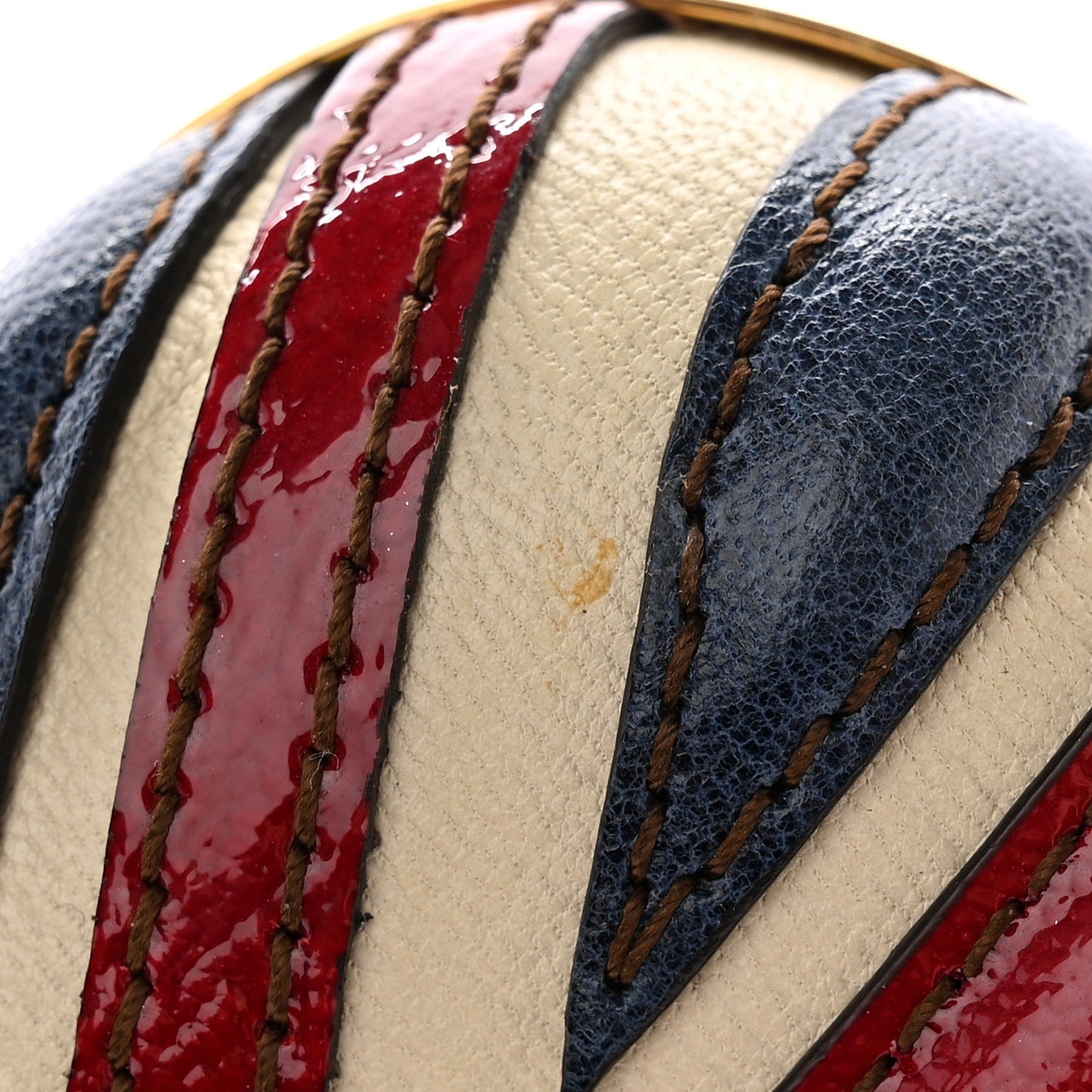 Patent Calfskin Britannia Skull Box Clutch Red Blue