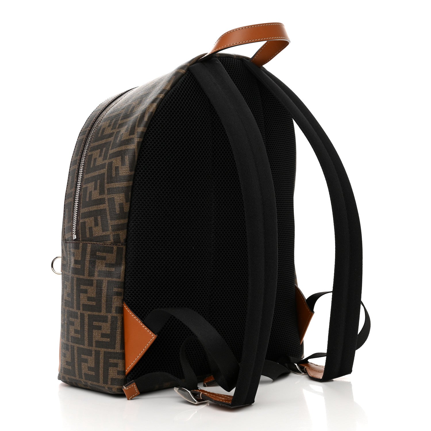 Fendi Glazed Fabric Vitello King FF 1974 Diagonal Pouch Pocket Backpack Tobacco Moro Cuoio 3 of 10