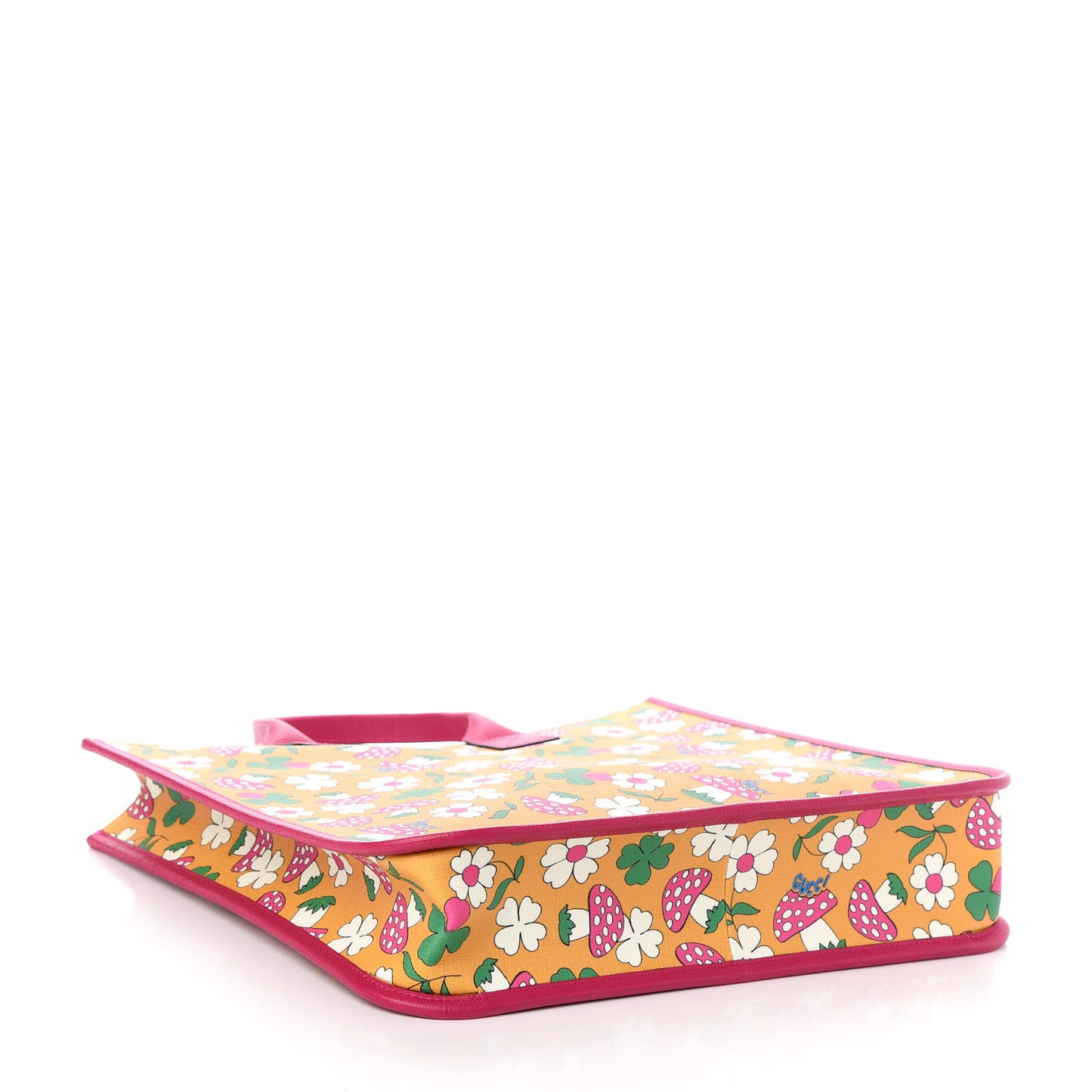 Canvas Childrens Flower Mushroom Print Tote Pink Yellow