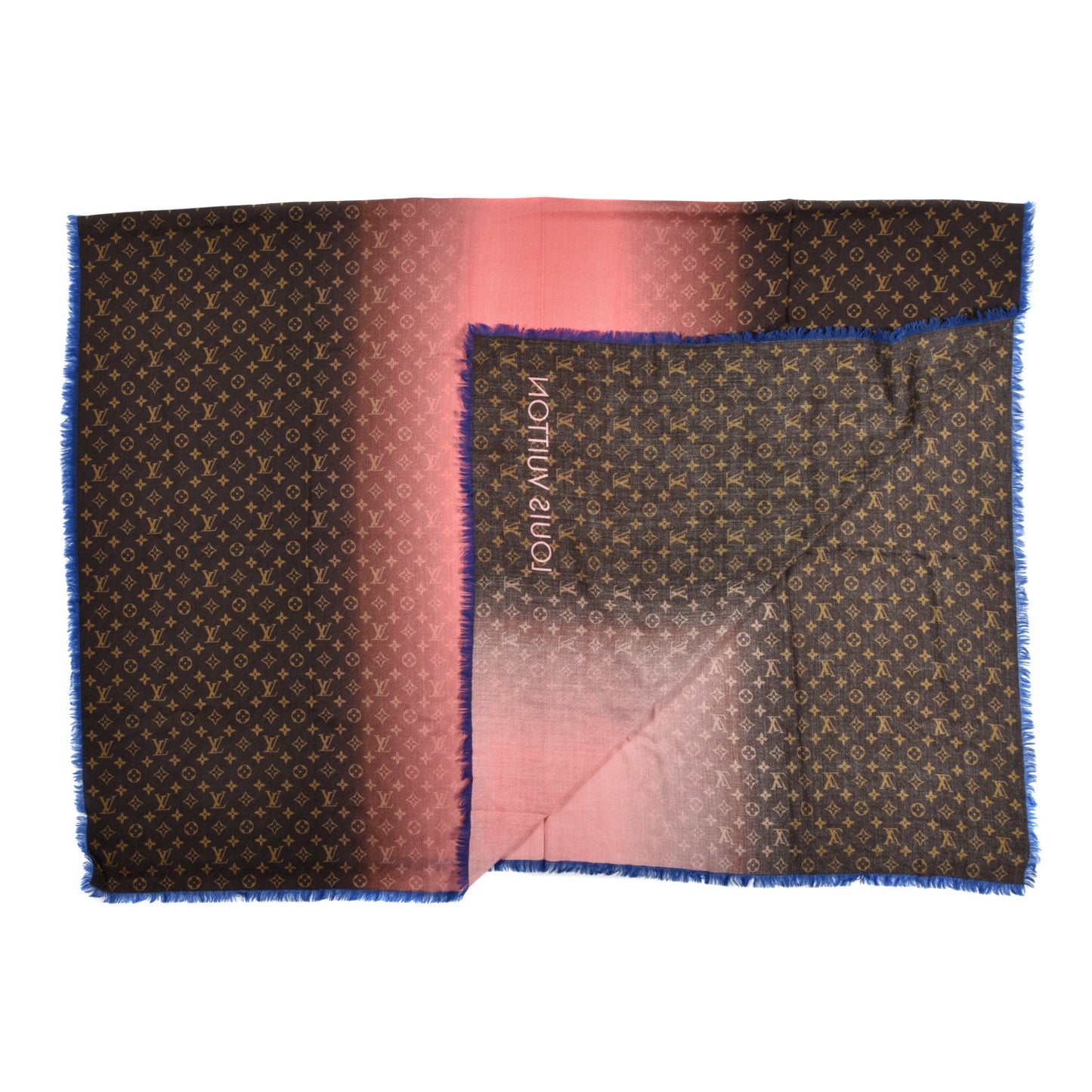 Wool Monogram Telling Stole Rose Corail