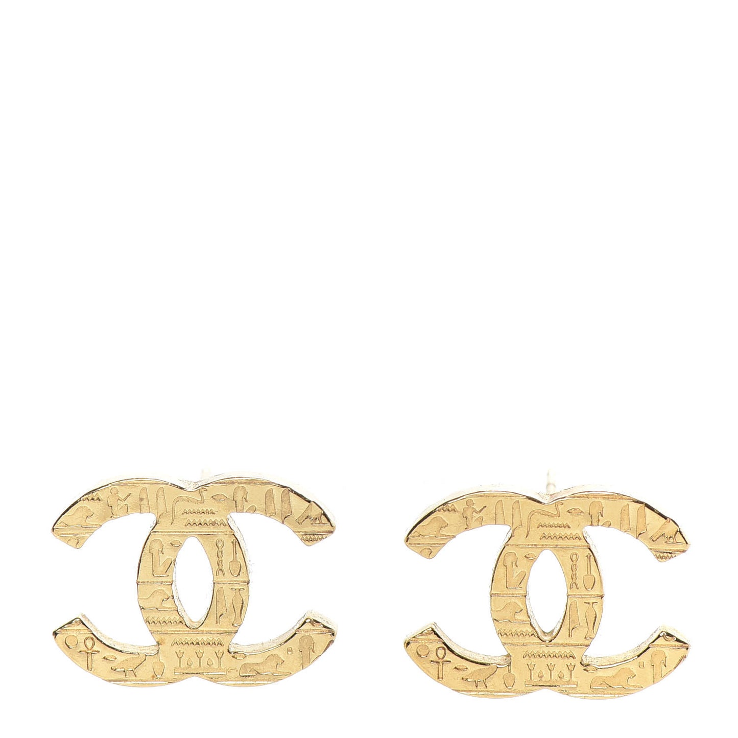 Metal Scarab CC Earrings Light Gold