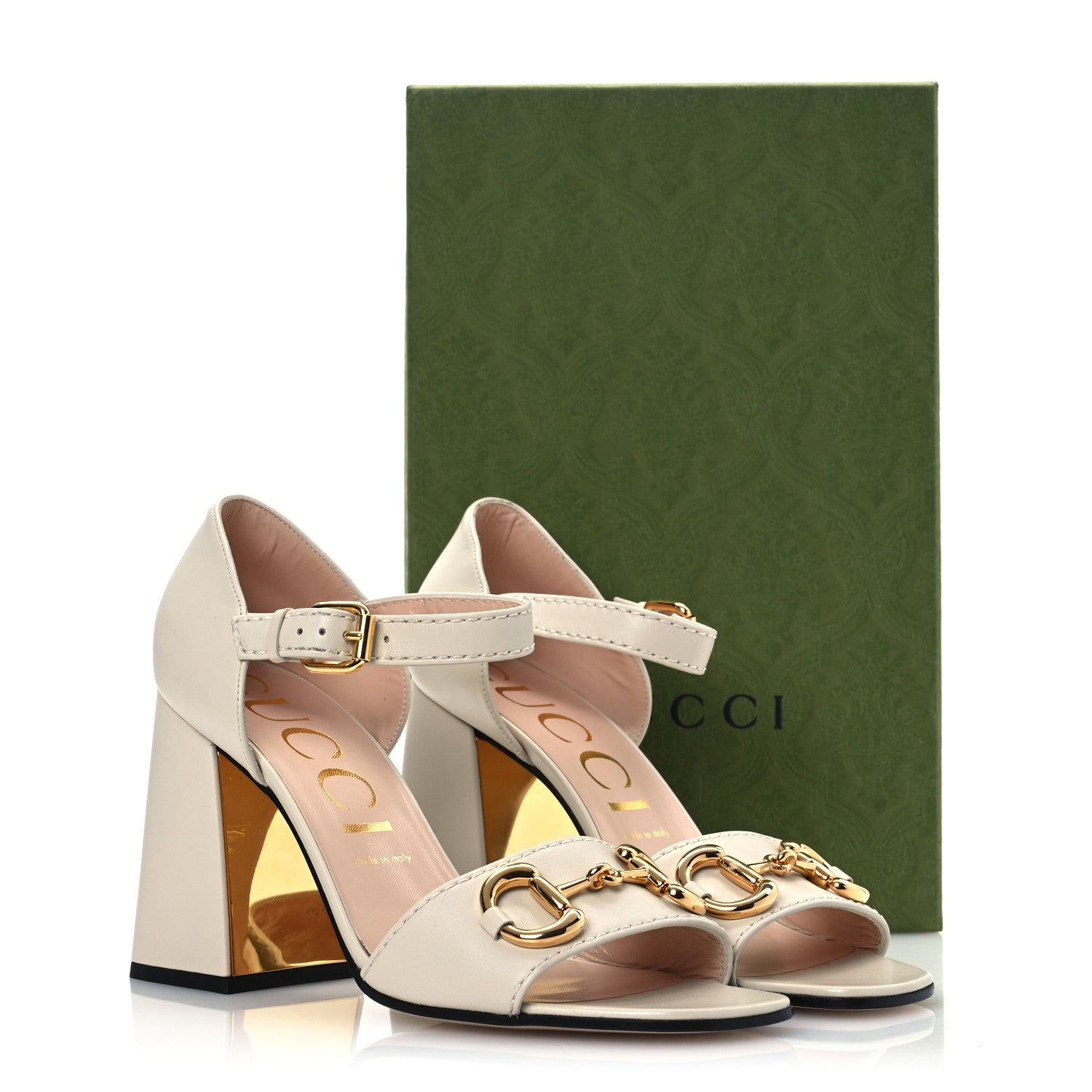 Gucci Nappa Horsebit Cross Strap 95mm Sandals 41 Mystic White 14 of 14