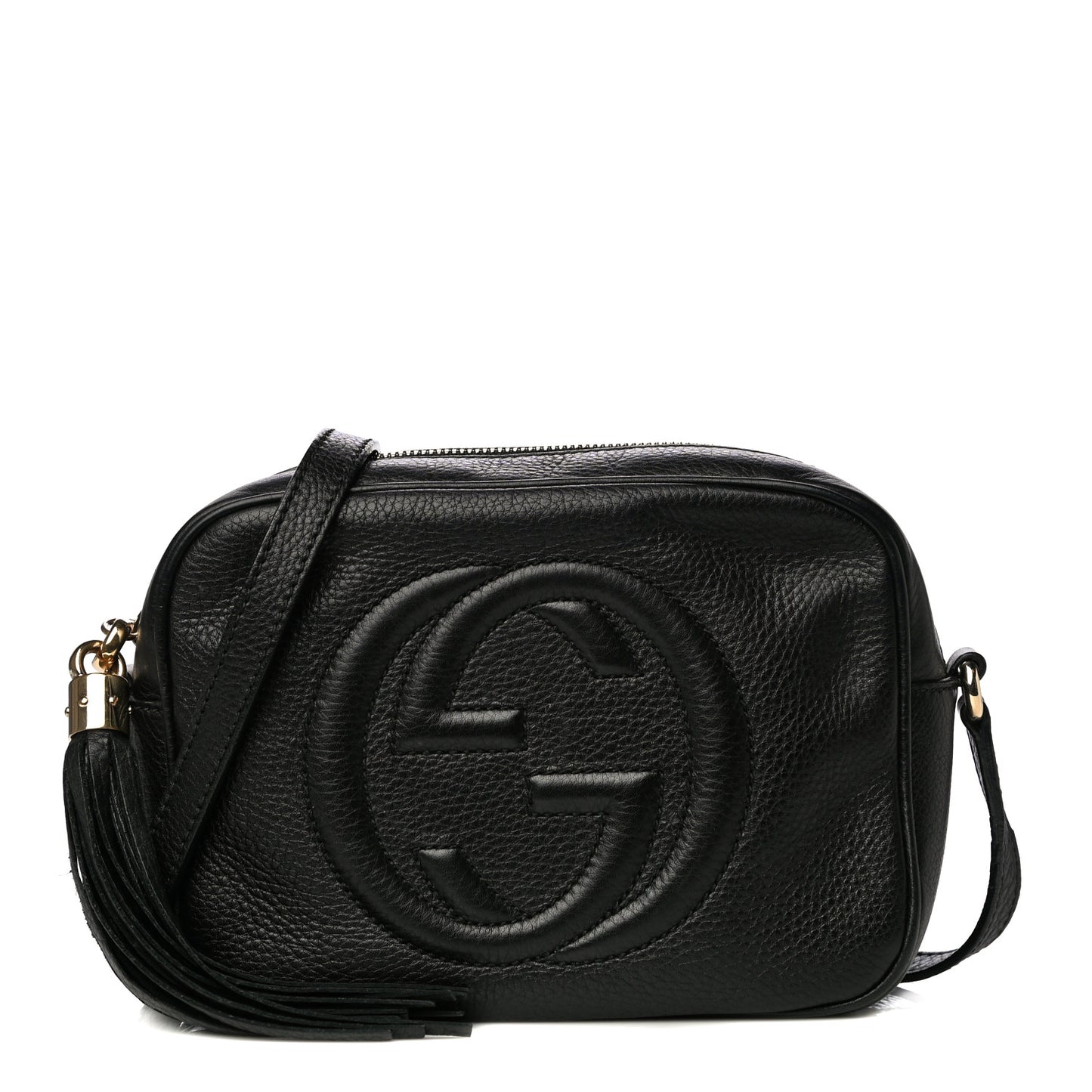 Pebbled Calfskin Small Soho Disco Bag Black