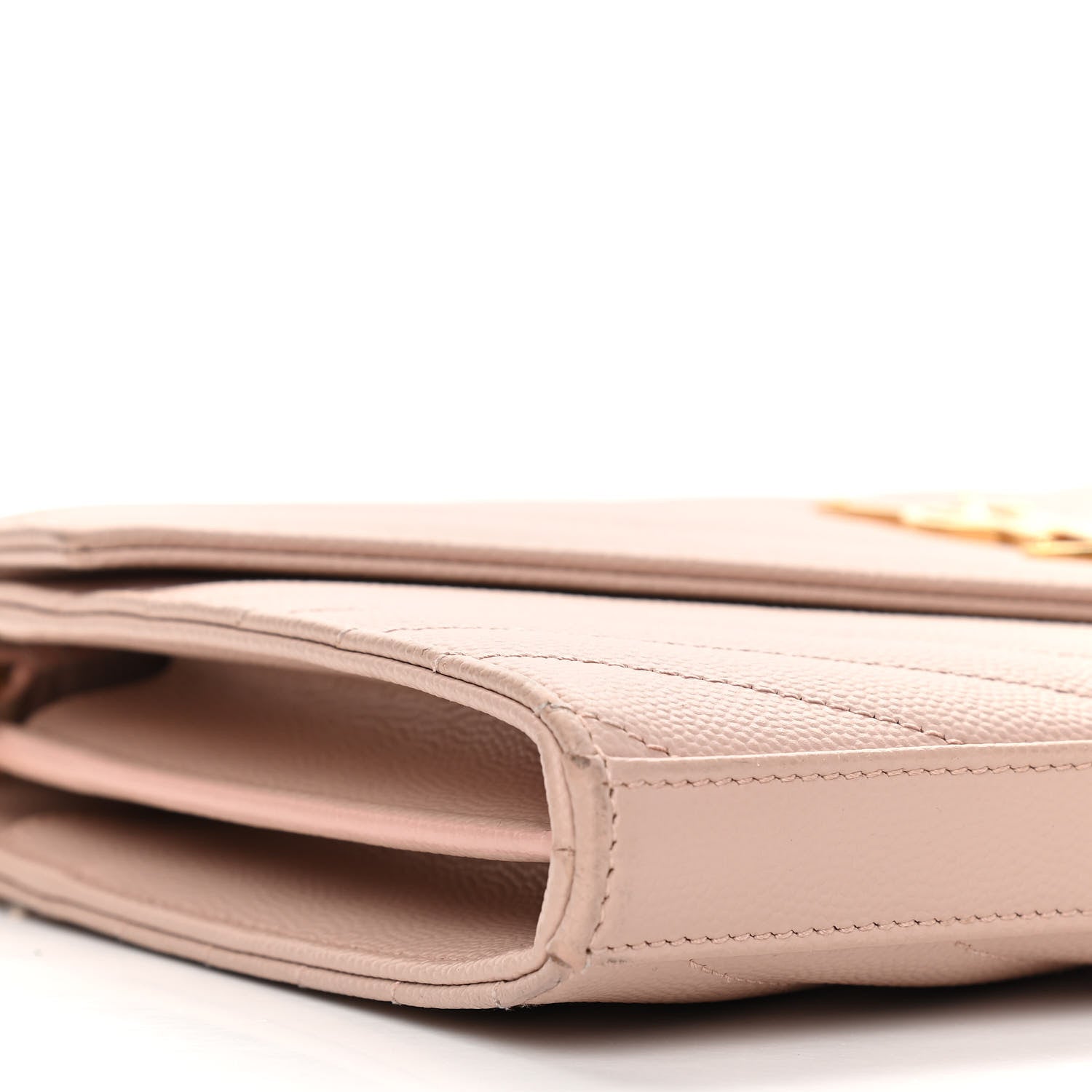Saint Laurent Grain De Poudre Matelasse Chevron Monogram Chain Wallet Nude Powder 9 of 11