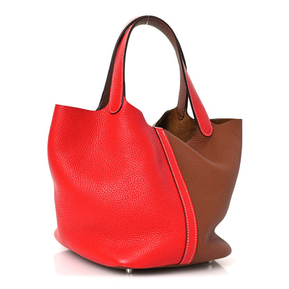 Hermes Taurillon Clemence Casaque Picotin Lock 22 MM Gold Rouge De Coeur 3 of 10