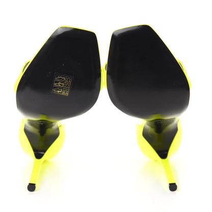 Saint Laurent Patent Calfskin Jane 105 Ankle Strap Sandals 39 Yellow Fluo 6 of 12