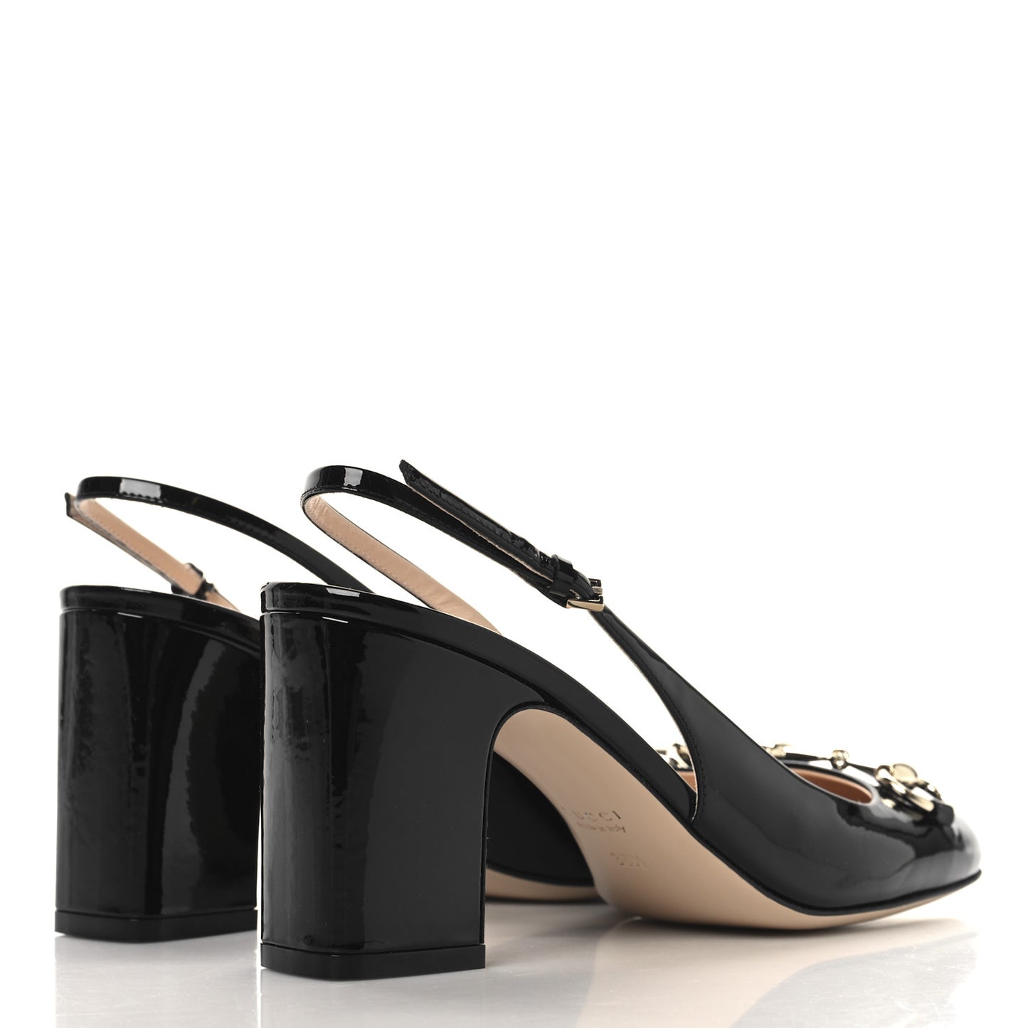 Vernice Crystal Horsebit Lady Slingback Pumps 38.5 Black
