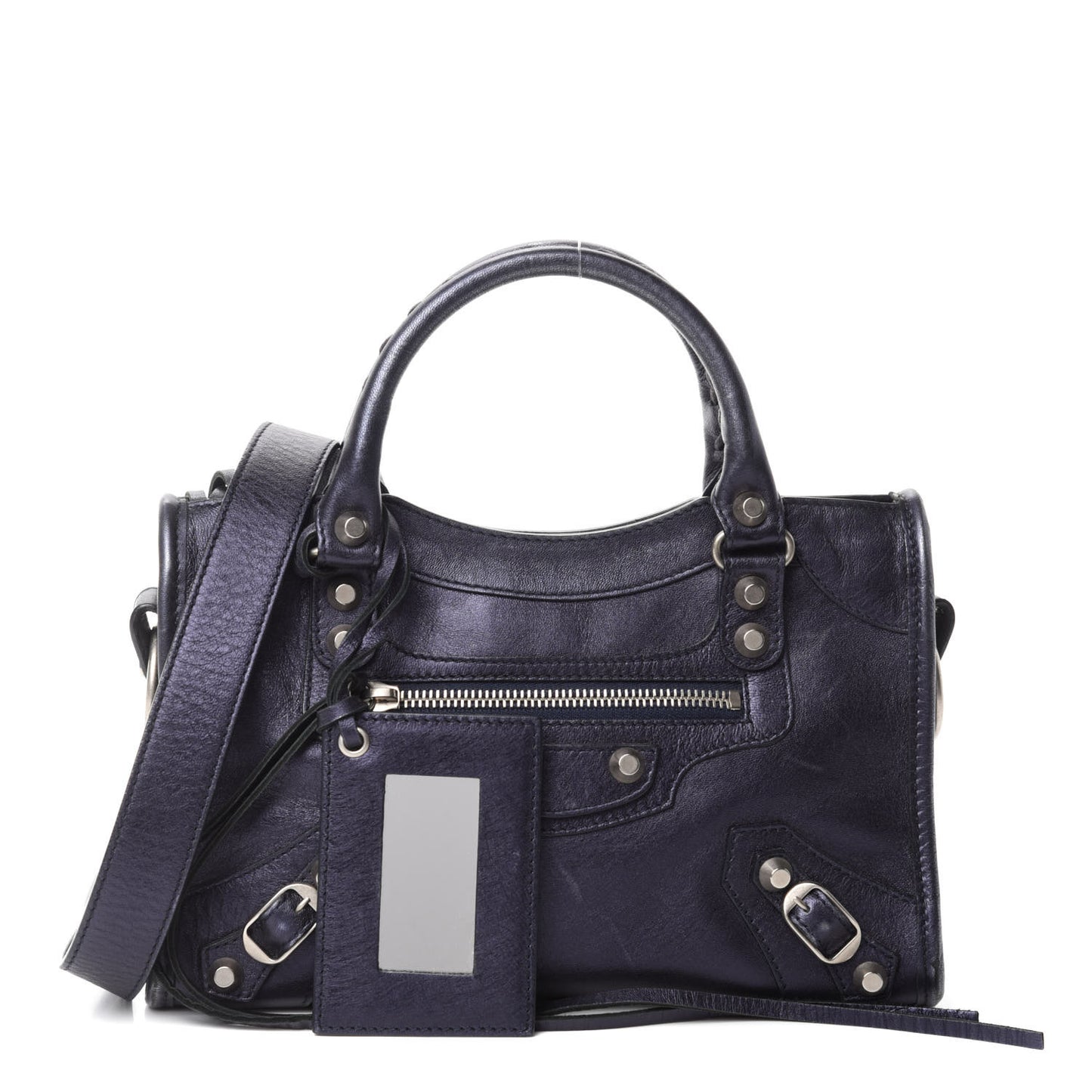 Metallic Agneau Classic Silver Hardware Mini City Maree