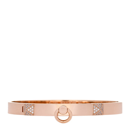 Hermes 18K Rose Gold Diamond PM Collier De Chien Bracelet SH 1 of 4