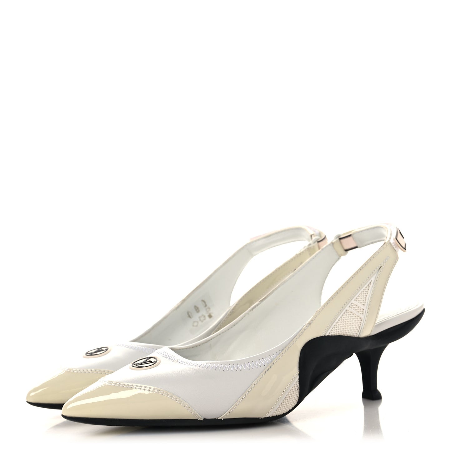 Lambskin Patent Calfskin Archlight Slingback Pumps 38 White Black