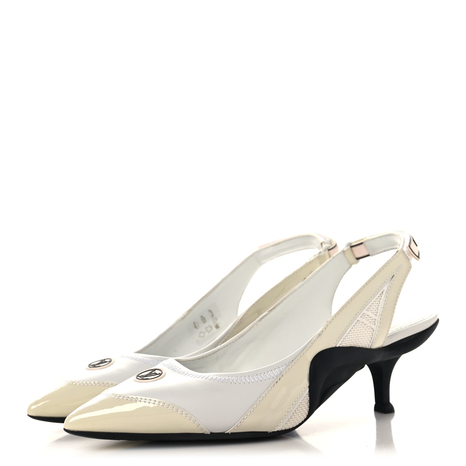 Louis Vuitton Lambskin Patent Calfskin Archlight Slingback Pumps 38 White Black 4 of 9