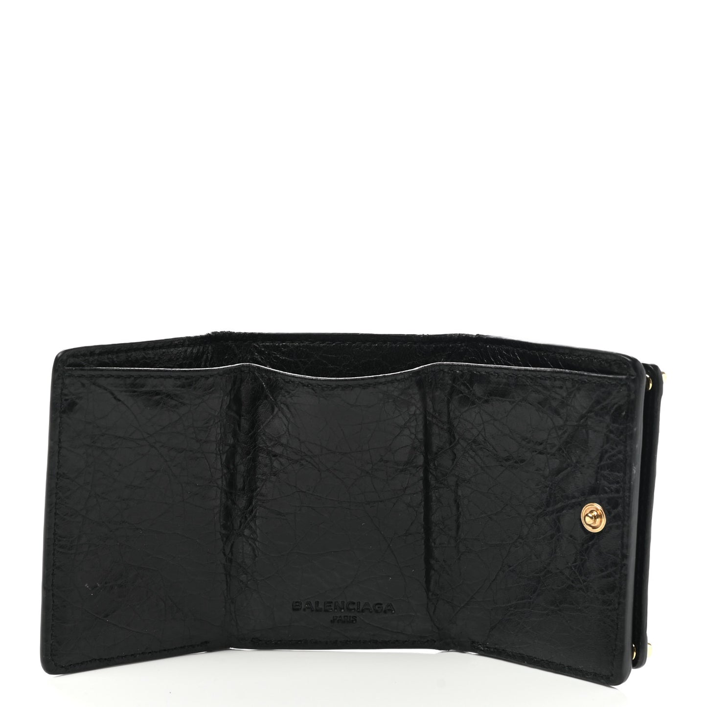 Agneau Arena Classic Gold Hardware Mini Wallet Black