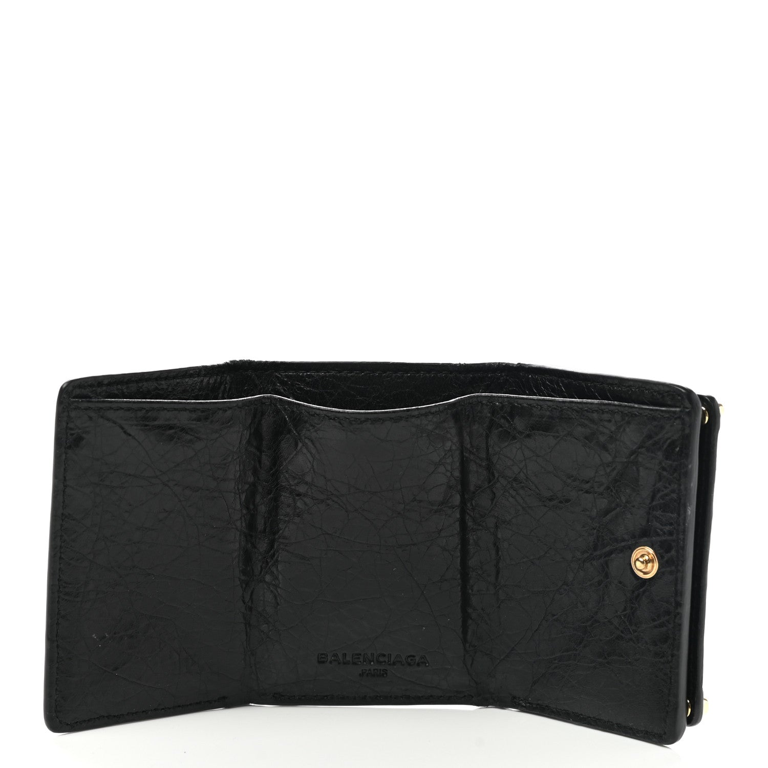 Balenciaga Agneau Arena Classic Gold Hardware Mini Wallet Black 5 of 8
