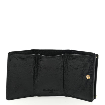 Balenciaga Agneau Arena Classic Gold Hardware Mini Wallet Black 5 of 8
