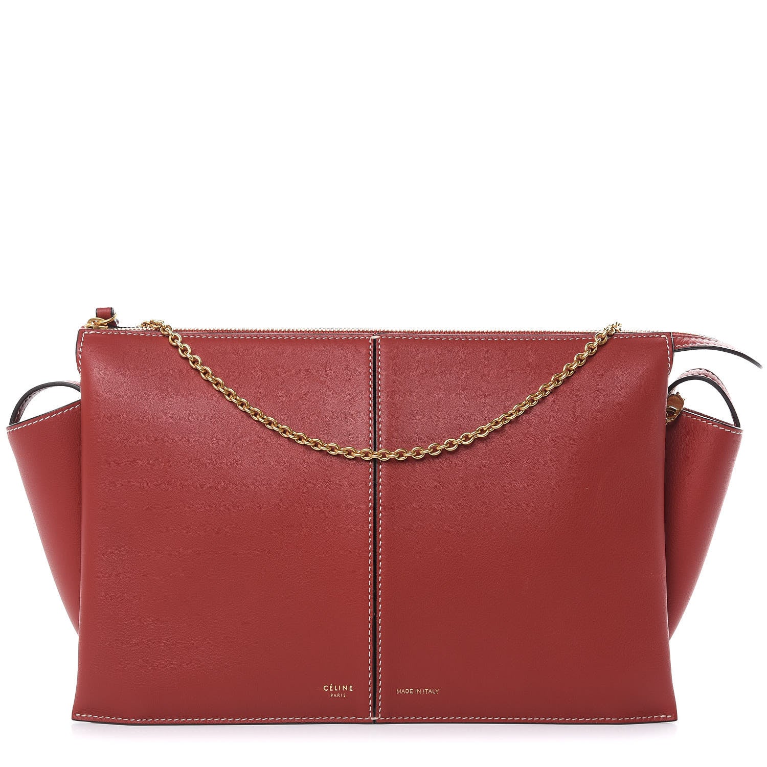 Celine Supple Natural Calfskin Tri-Fold Clutch Red 1 of 11