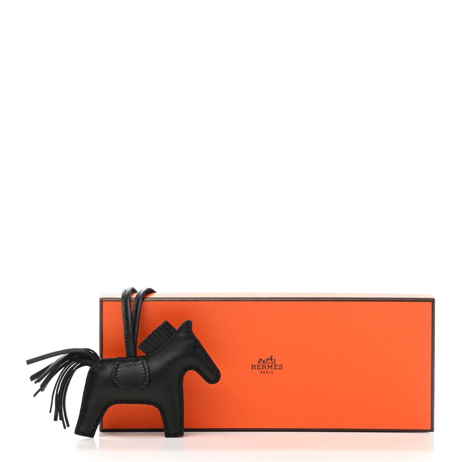Hermes Milo Lambskin Grigri Rodeo Horse Bag Charm MM So Black 5 of 5