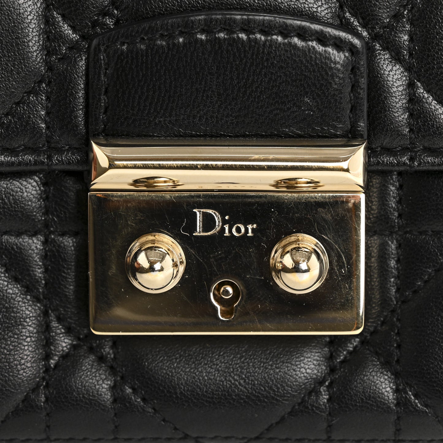 Lambskin Cannage Miss Dior Chain Wallet Black