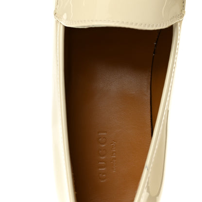 Gucci Patent Womens Jordaan Loafers 38.5 New Ivory 8 of 11