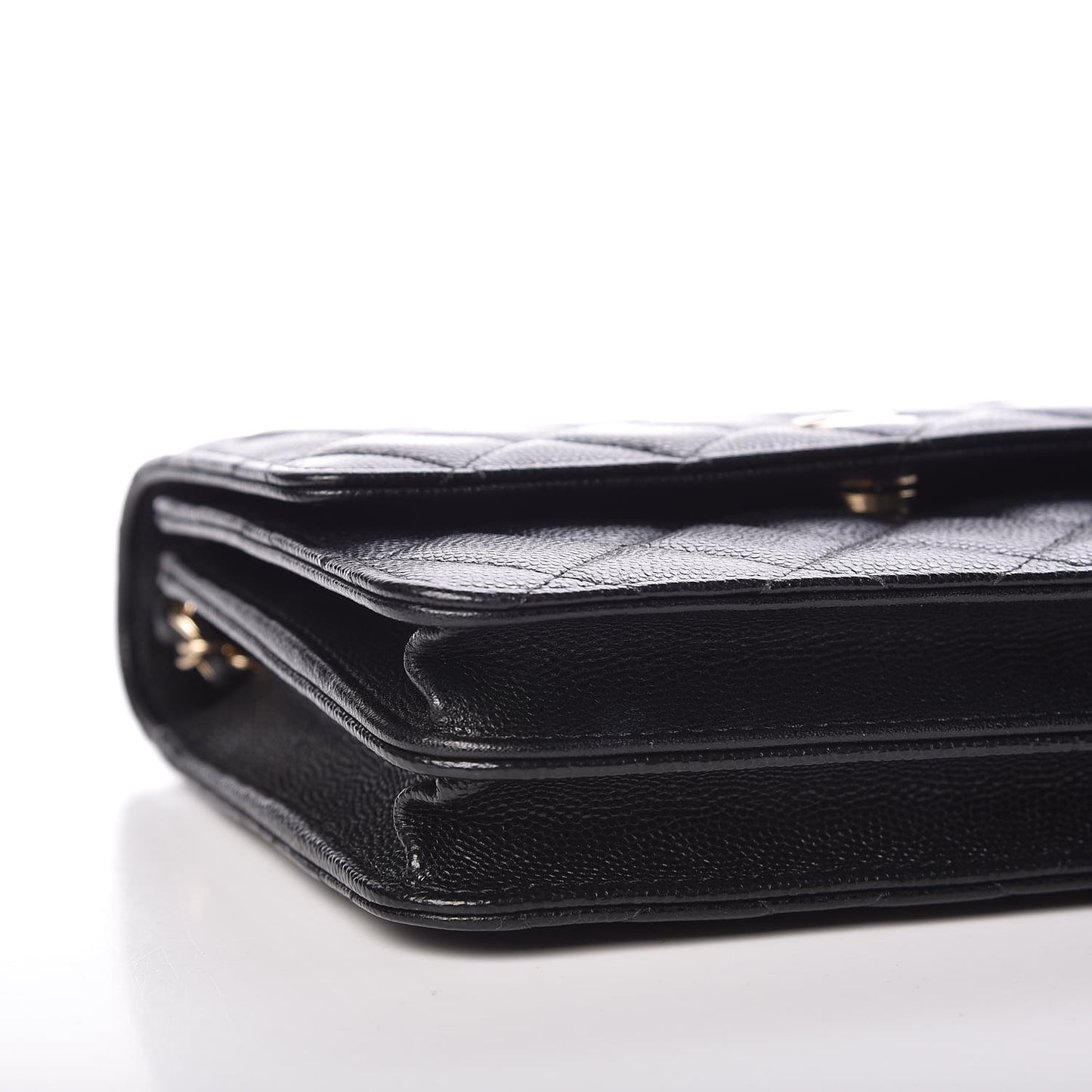 Caviar Quilted Square Wallet On Chain WOC Black