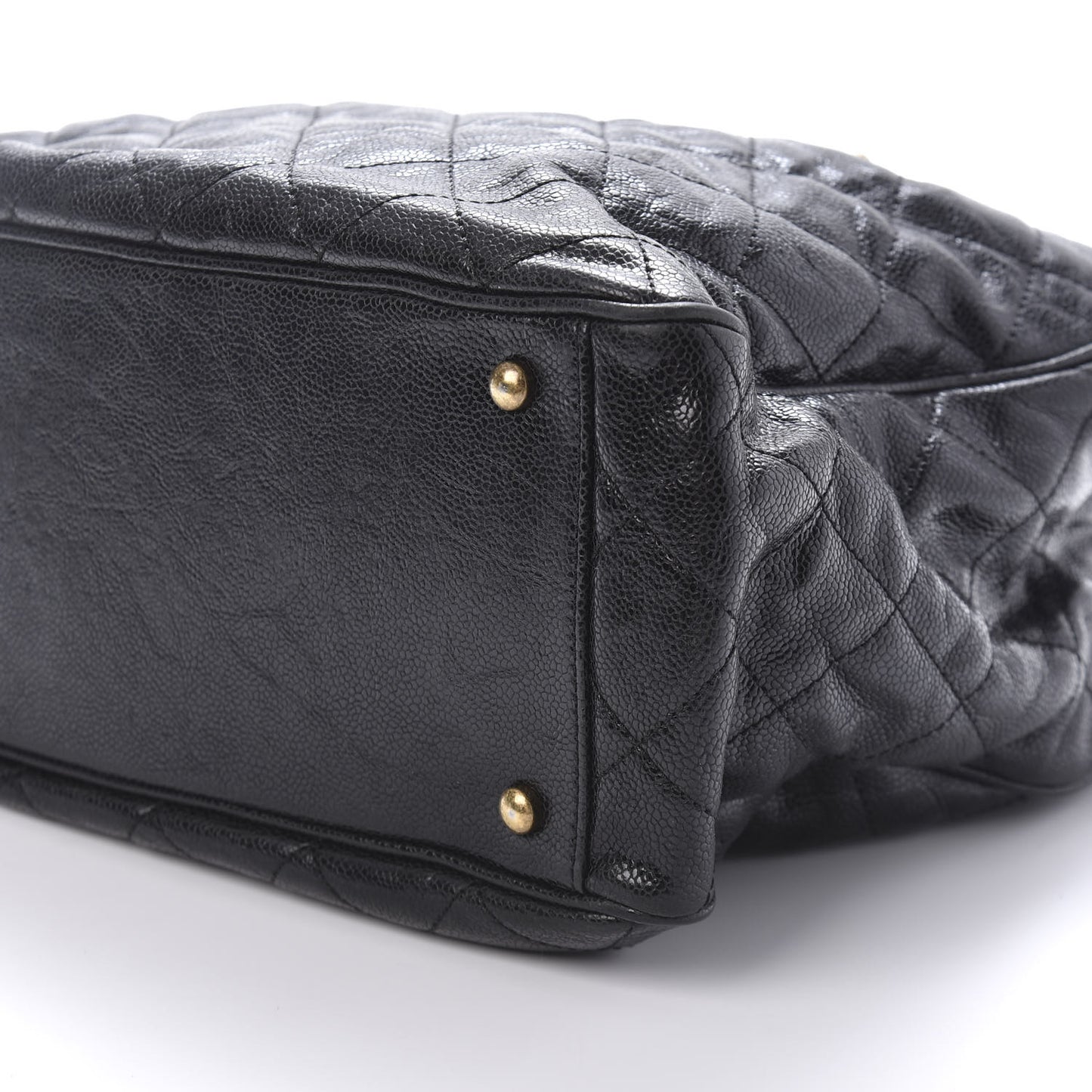 Glazed Caviar Quilted Small Shiva Tote Black