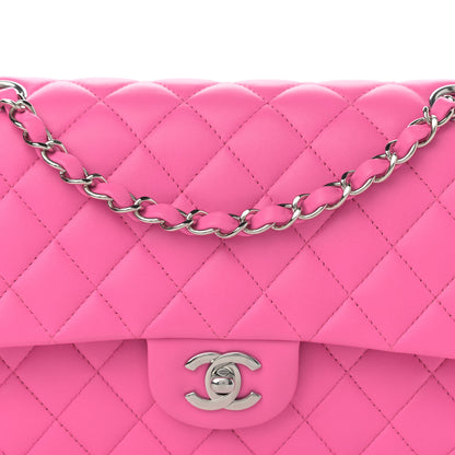 Chanel Lambskin Quilted Medium Double Flap Neon Pink 8 of 12