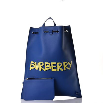 Burberry Soft Calfskin Graffiti Drawstring Backpack Denim Blue 1 of 8