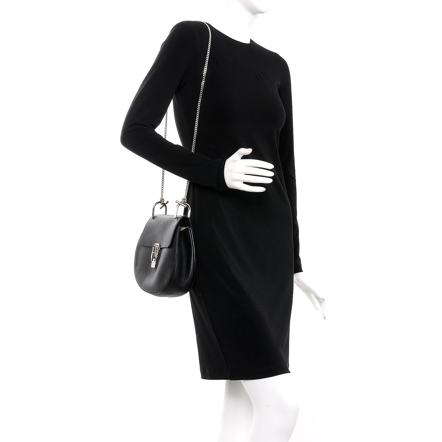 Grained Lambskin Drew Shoulder Bag Black