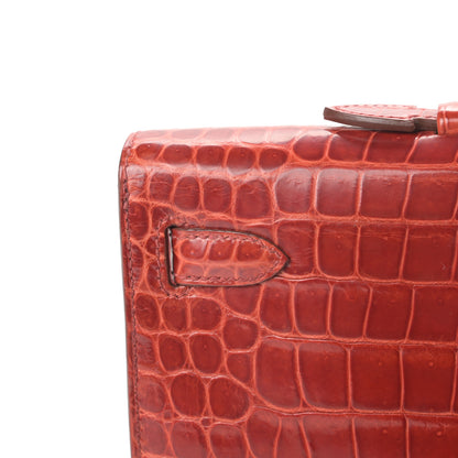 Hermes Shiny Porosus Crocodile Kelly Cut Pochette Sanguine 11 of 30