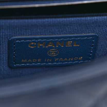 Chanel Lambskin Quilted Top Handle Clutch With Chain Blue 6 of 11