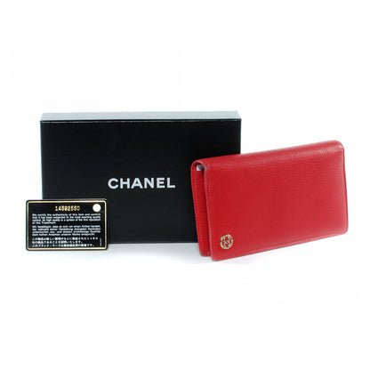 Chanel Textured Calfskin Large Yen Wallet Red 9 of 13